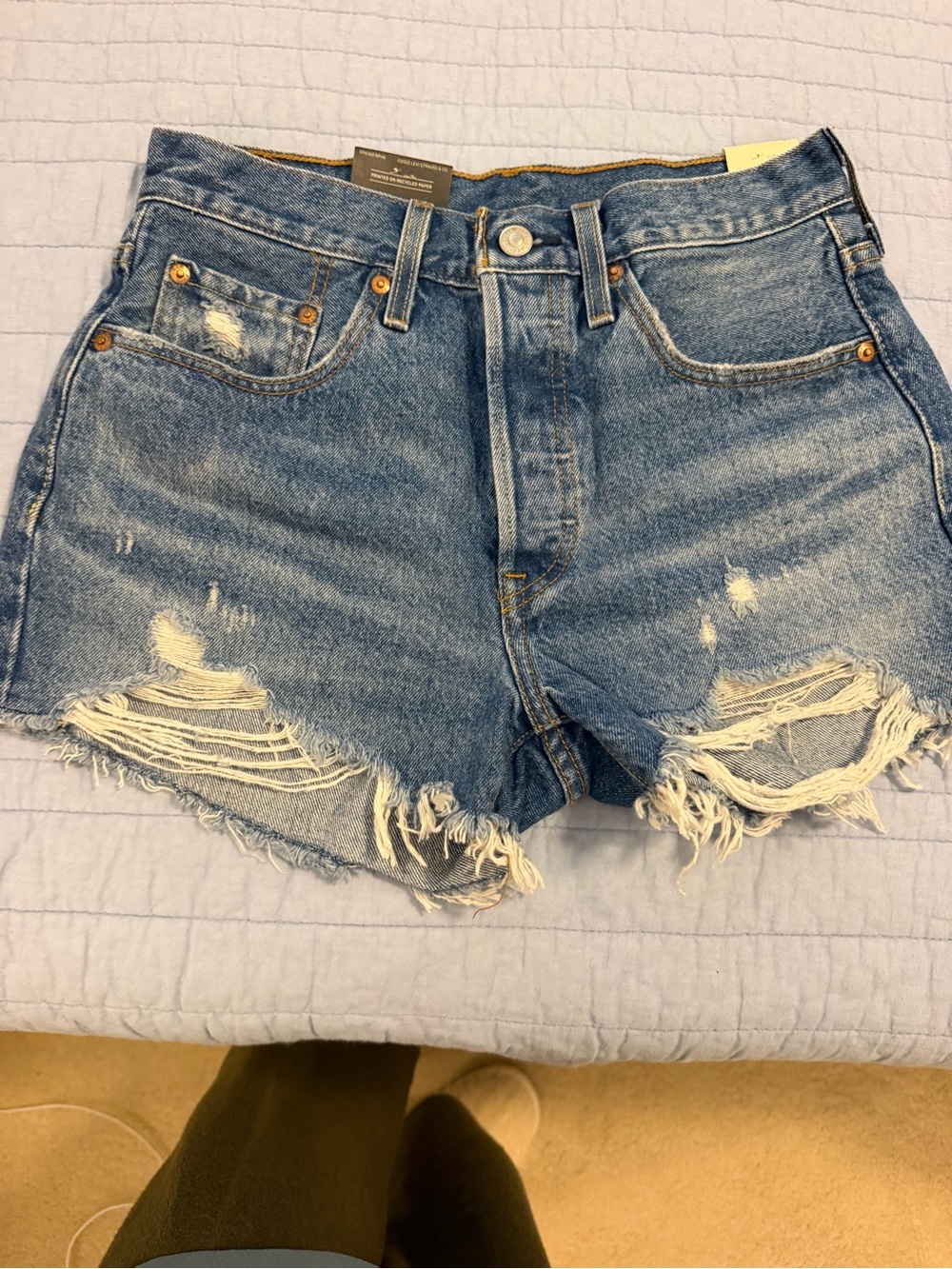 Levi's Distressed Light Blue Women's Denim Shorts